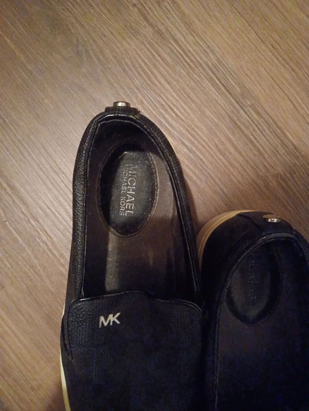 << Michael Kors Black Slip-On Loafers with Cream Sole Size 6.5